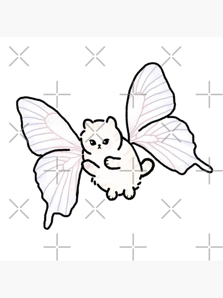Cute cat with fairy wings kawaii animal soft girl aesthetic photographic print for sale by loveartse