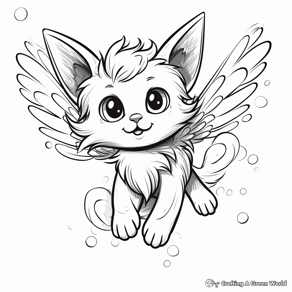 Flying cat coloring pages