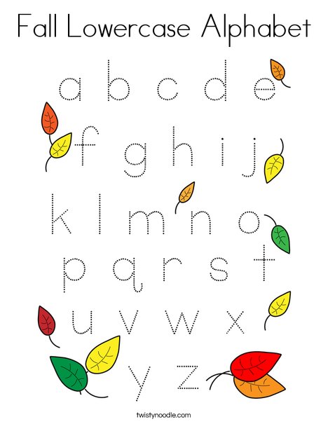 Fall lowercase alphabet coloring page