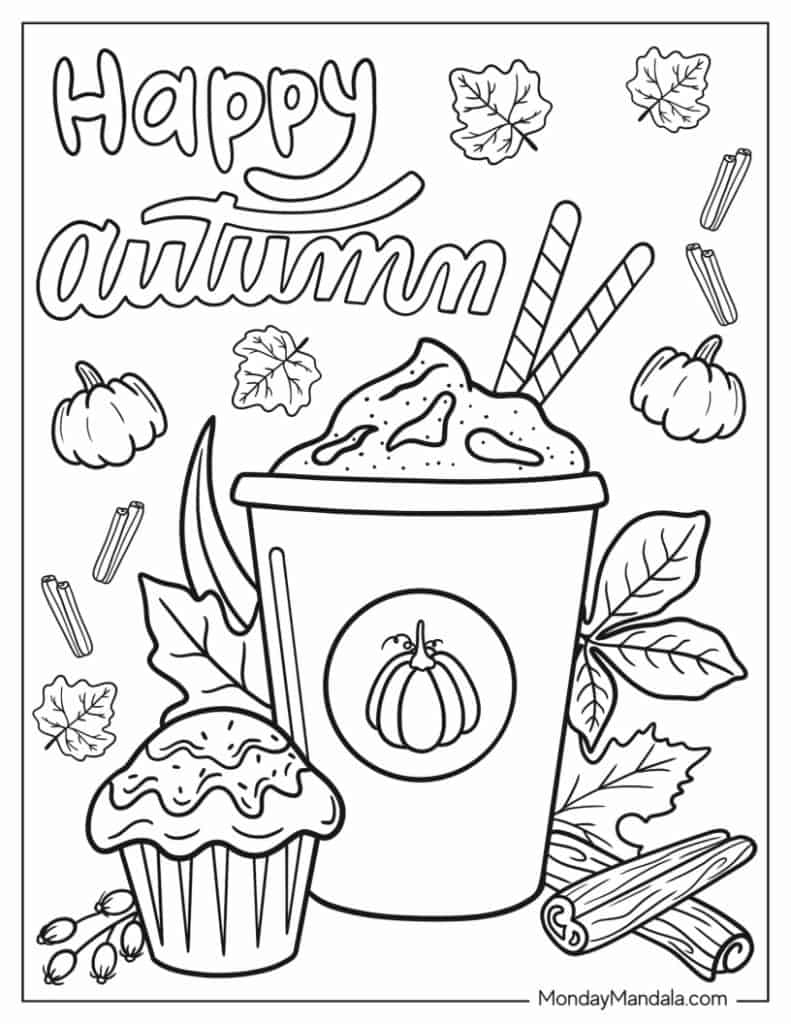 Autumn fall coloring pages free pdf printables