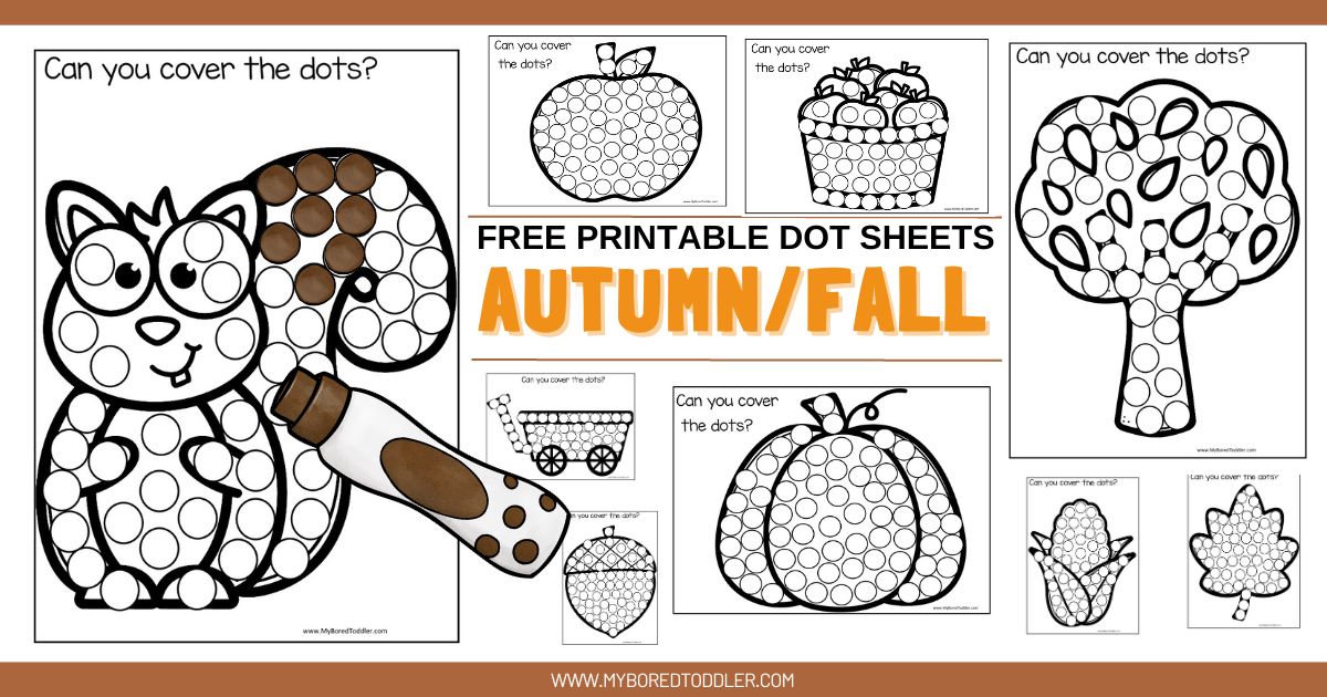 Free printable autumn fall dot sheets for toddlers