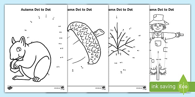 Fall dot to dot printables teacher