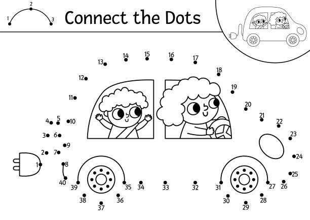 Dot to dot coloring pages stock illustrations royalty