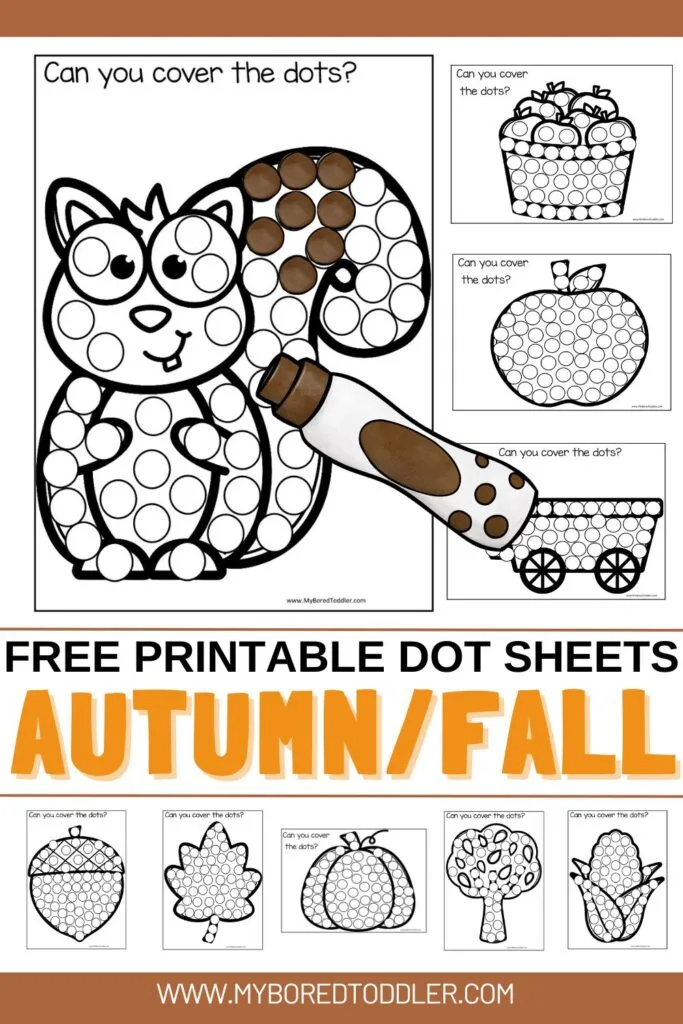 Free printable autumn fall dot sheets for toddlers