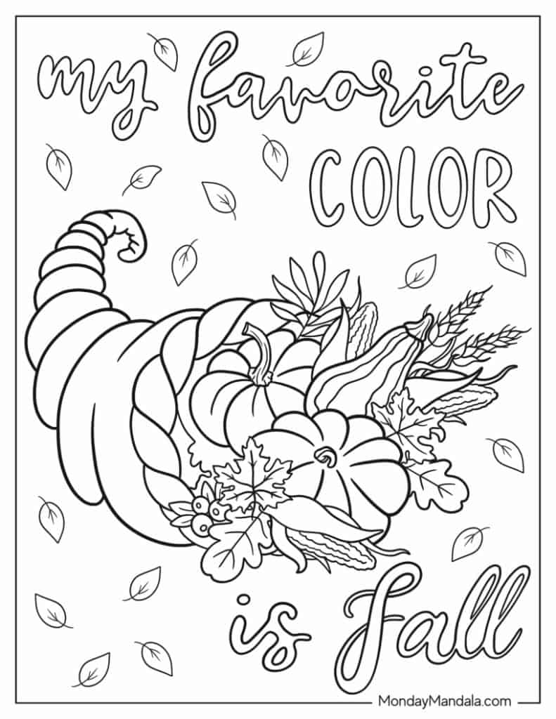 Autumn fall coloring pages free pdf printables