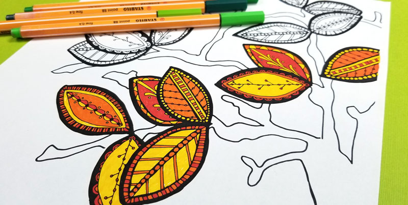 Fall adult coloring page
