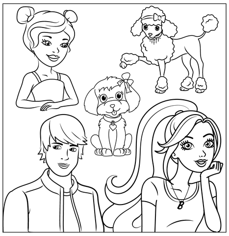 Barbie family coloring page free printable coloring pages