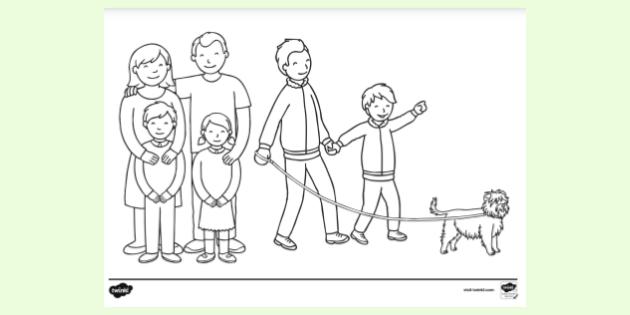 Free printable family louring page teacher made