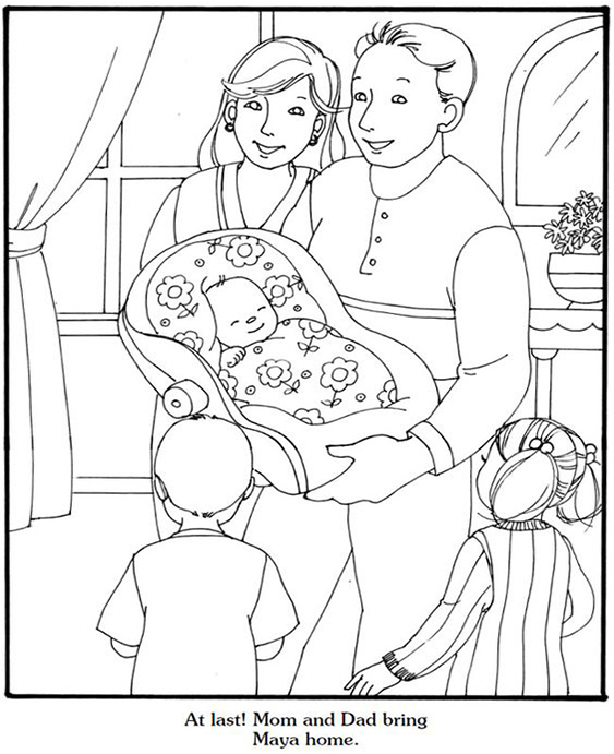 Free easy to print family coloring pages