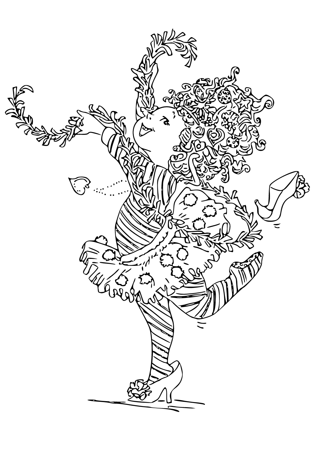 Free printable fancy nancy heart coloring page for adults and kids