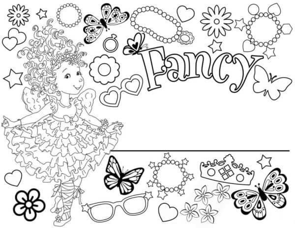 Fancy nancy with her dog coloring page