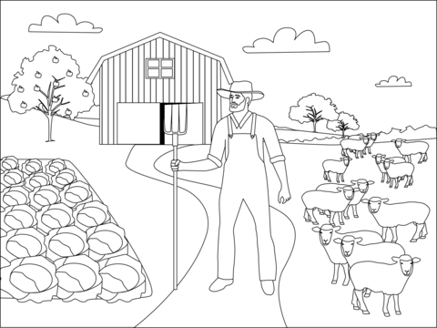 Farmer coloring page free printable coloring pages