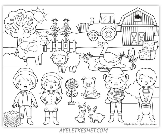 Cute and fun farm coloring pages for kids