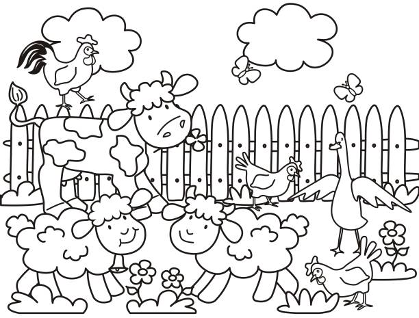 Farm coloring pages stock photos pictures royalty