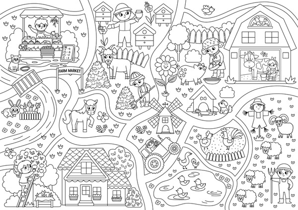 Thousand colouring pages countryside royalty