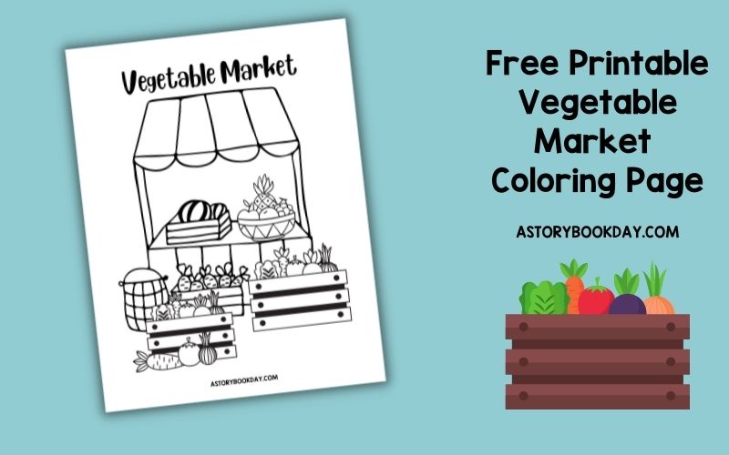 A fun printable grocery store vegetable market coloring page for kids