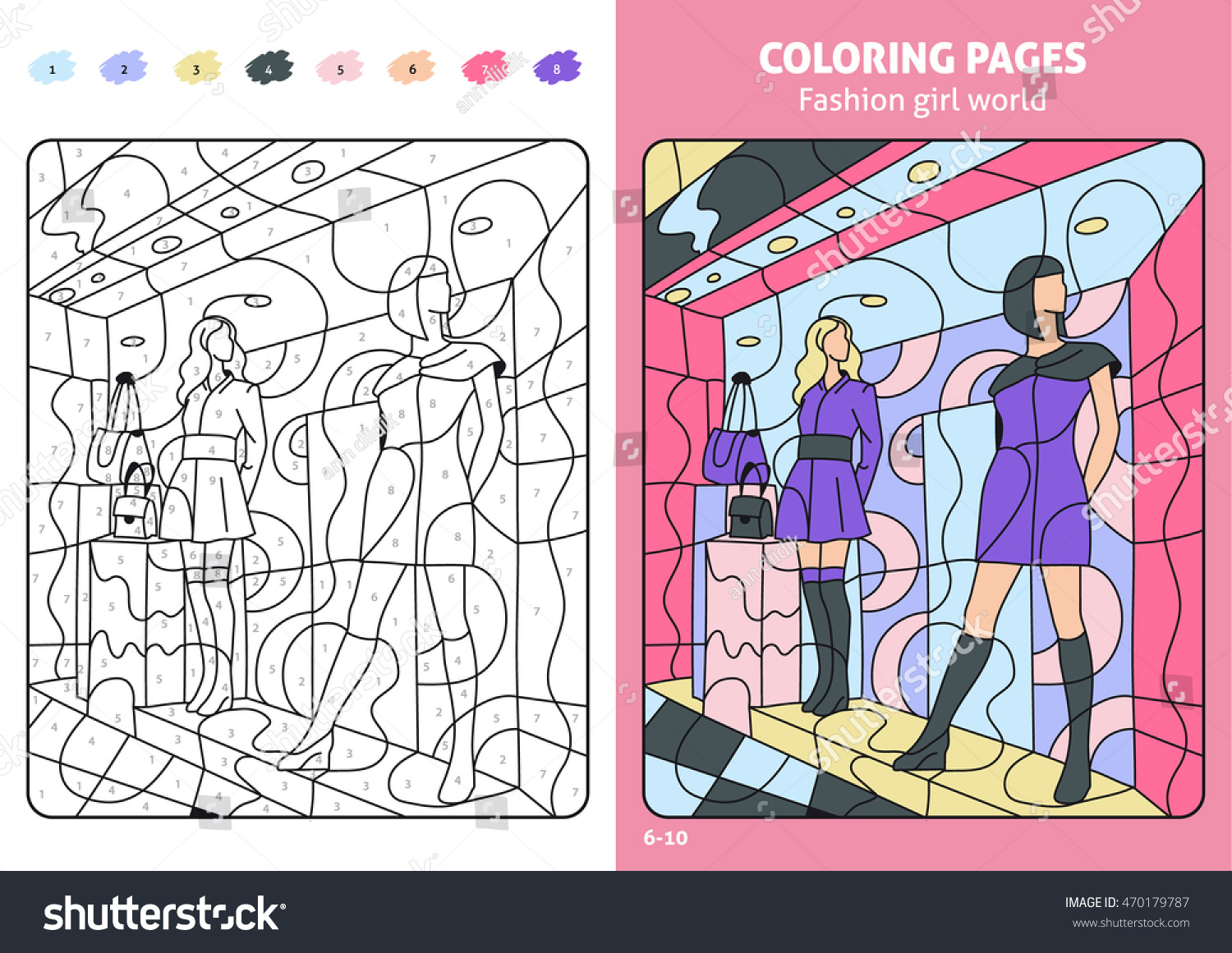 Fashion girl world coloring pages kids stock vector royalty free