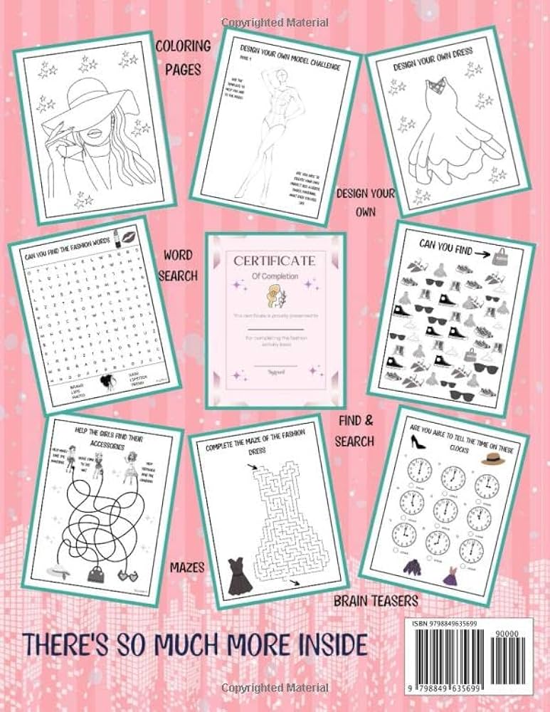 Fashion activity book for girls aged