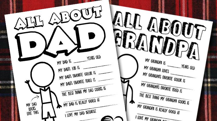 Fathers day questionnaire coloring page