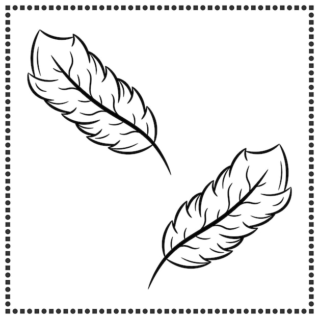 Premium vector printable cute drawing feather sketch for coloring