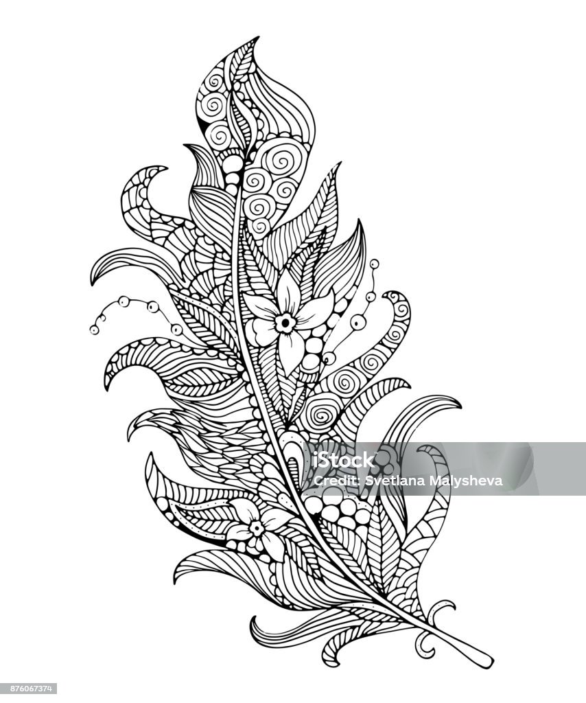 Feather coloring page stock illustration