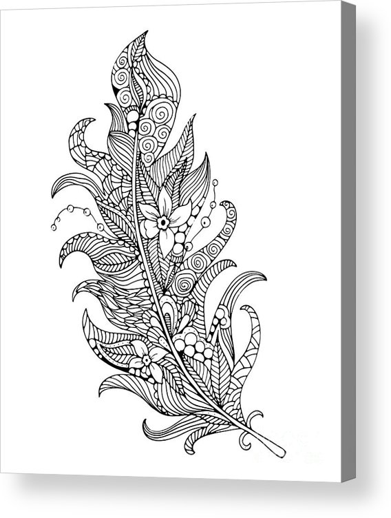 Feather coloring page acrylic print by svetlana malysheva