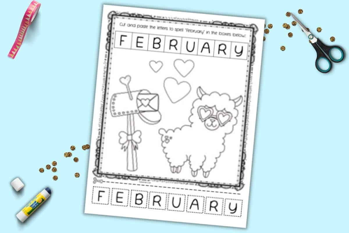 Free printable february cut and paste