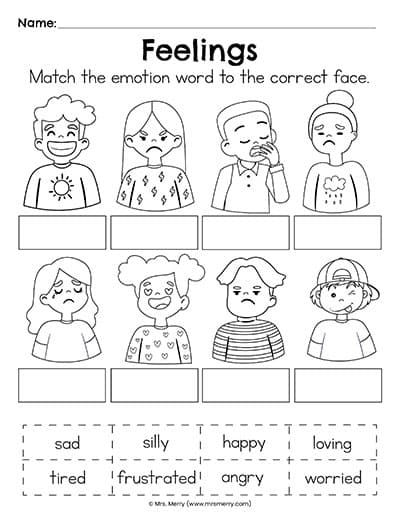 Printable feelings chart for kids emotion skills mrs merry