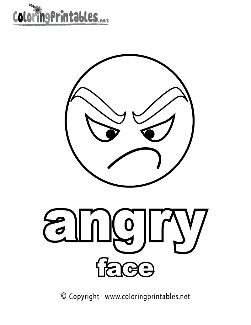 Adjectives angry face coloring page