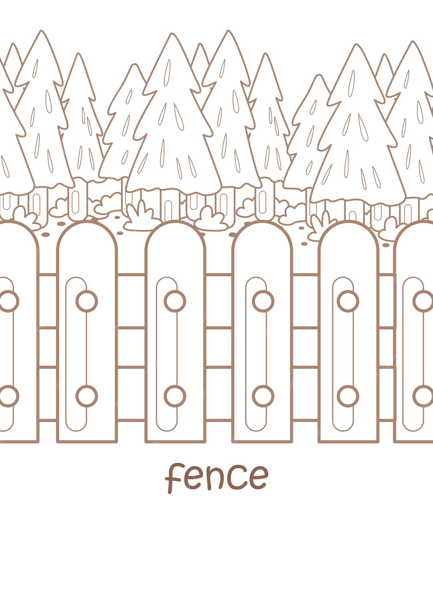 Premium vector alphabet f for fence coloring pages a for kids and adult