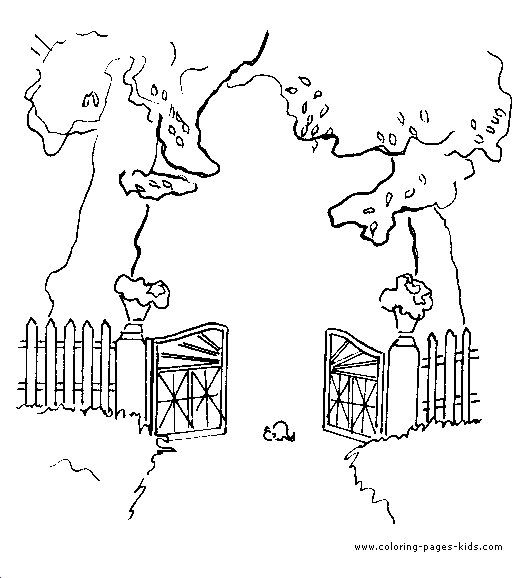 Garden with a fence color page