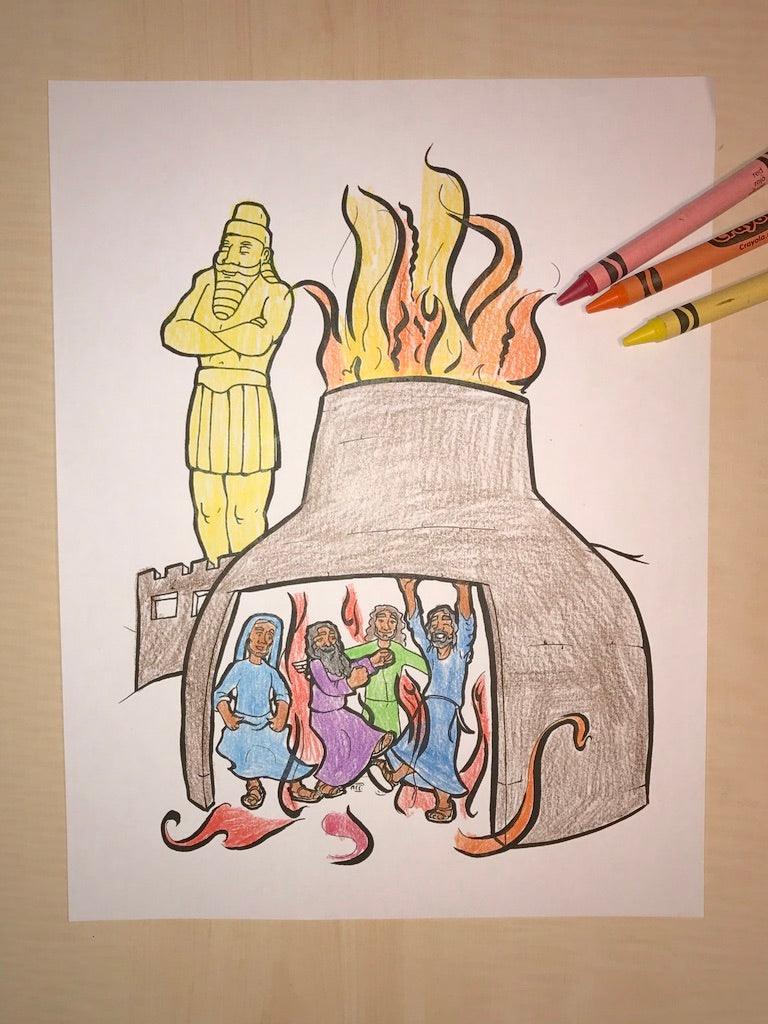 Free fiery furnace coloring page