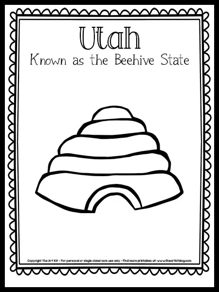 Utah the beehive state coloring page free printable â the art kit