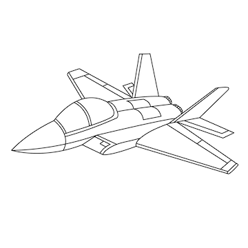 Premium vector aircraft coloring page cartoon jet fighter outline design military airplane isolated on white
