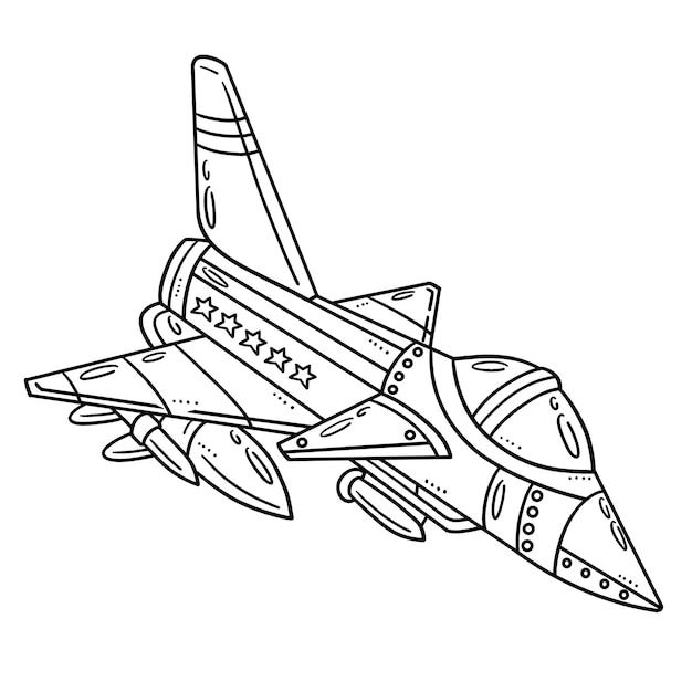 Premium vector fighter jet isolated coloring page for kids