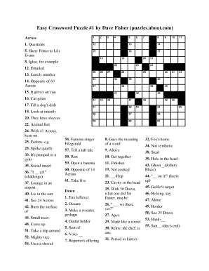 Printable easy crossword puzzles
