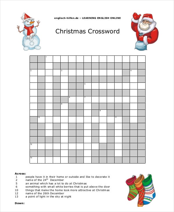 Free printable crossword puzzle