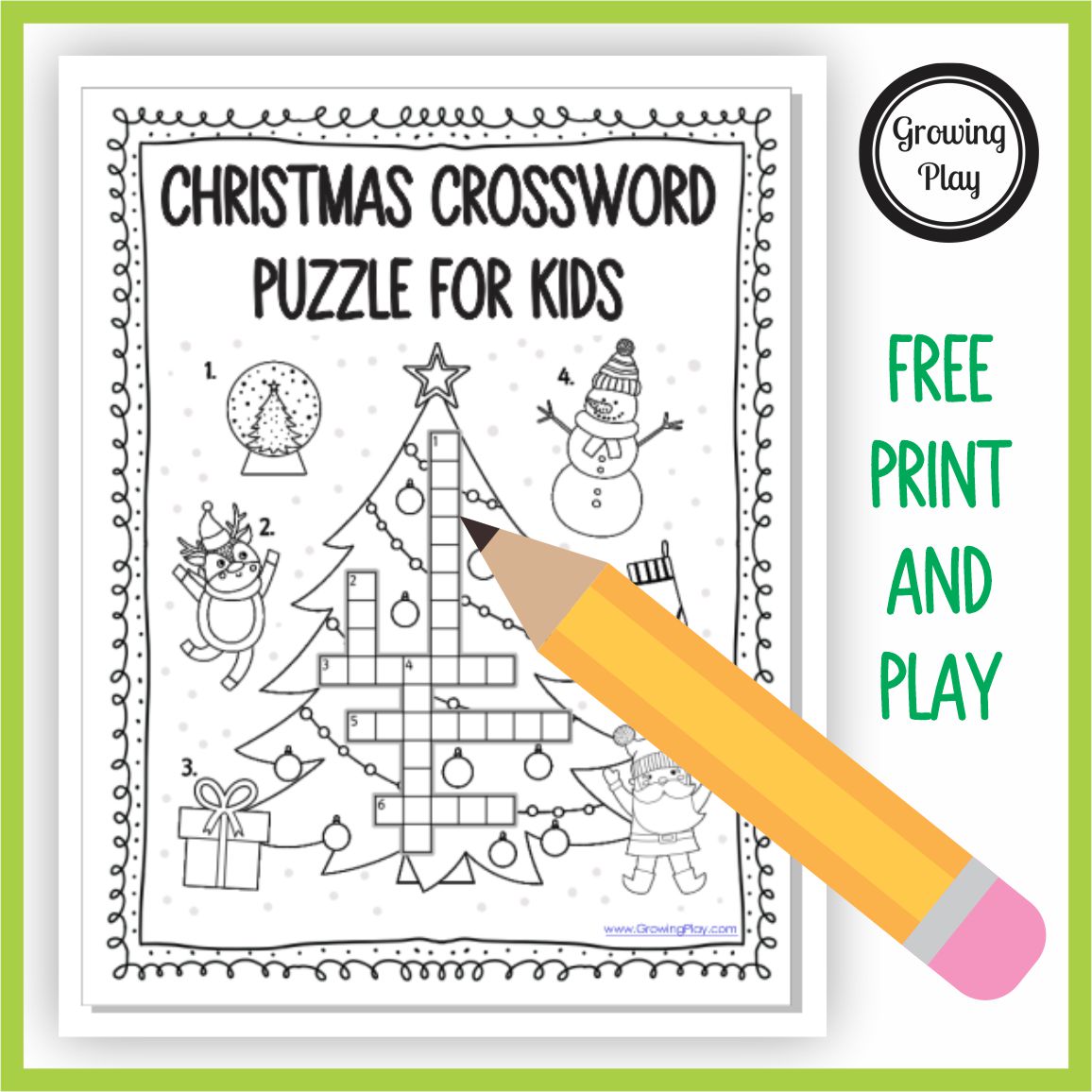 Christmas crossword puzzle for kids