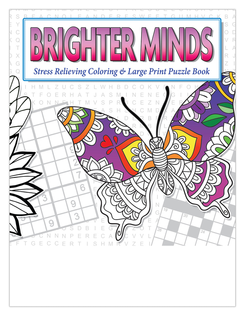Adult coloring large print puzzle book bo