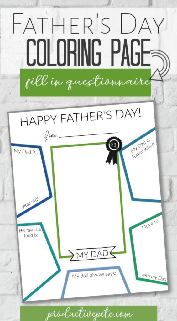 Printable fathers day fill in coloring page for kids