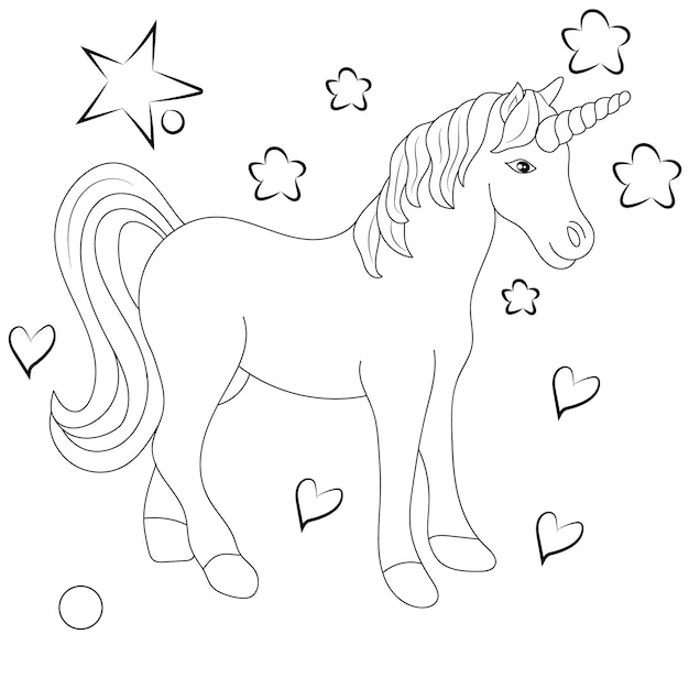 Premium vector unicorn kids coloring page vector blank printable design for children to fill in free vector