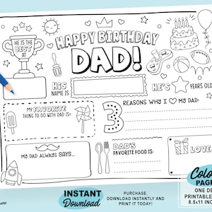 Happy birthday dad coloring page printable all about dad fill in template fathers birthday activity dads birthday printable for kids