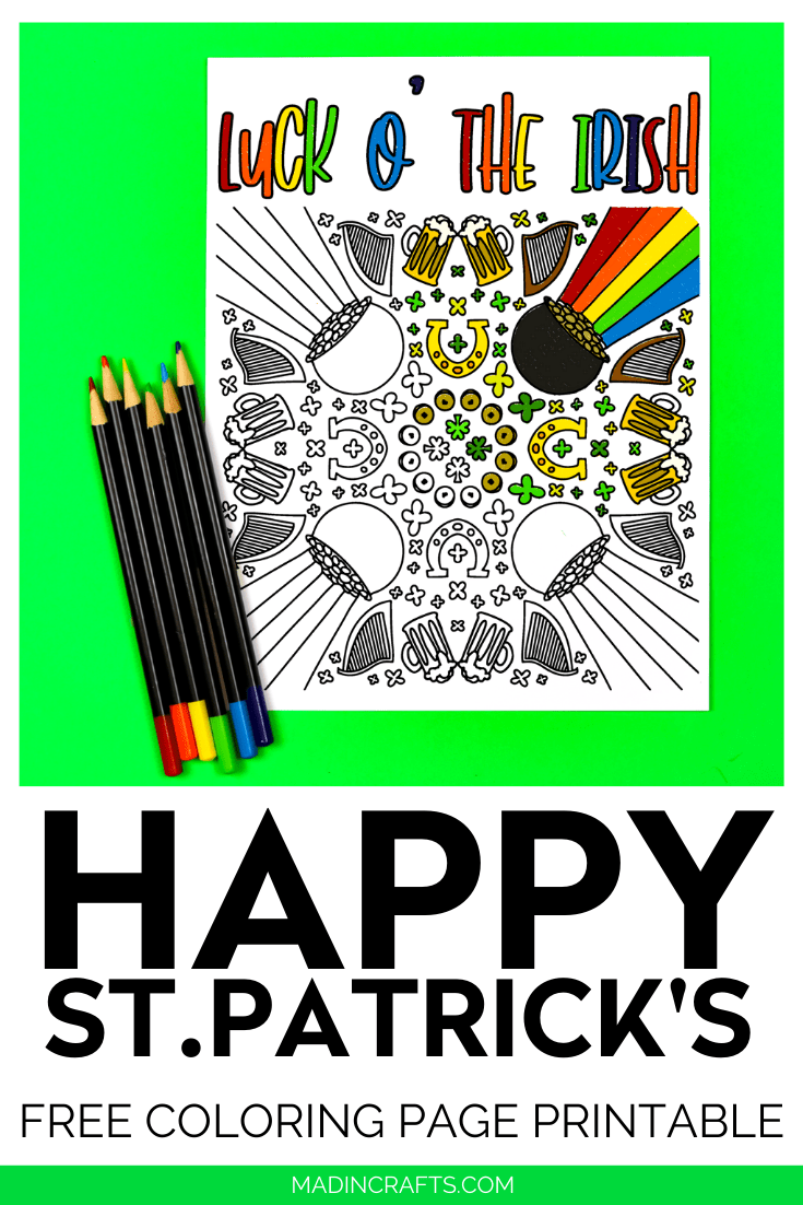 Free st patricks day coloring page crafts mad in crafts