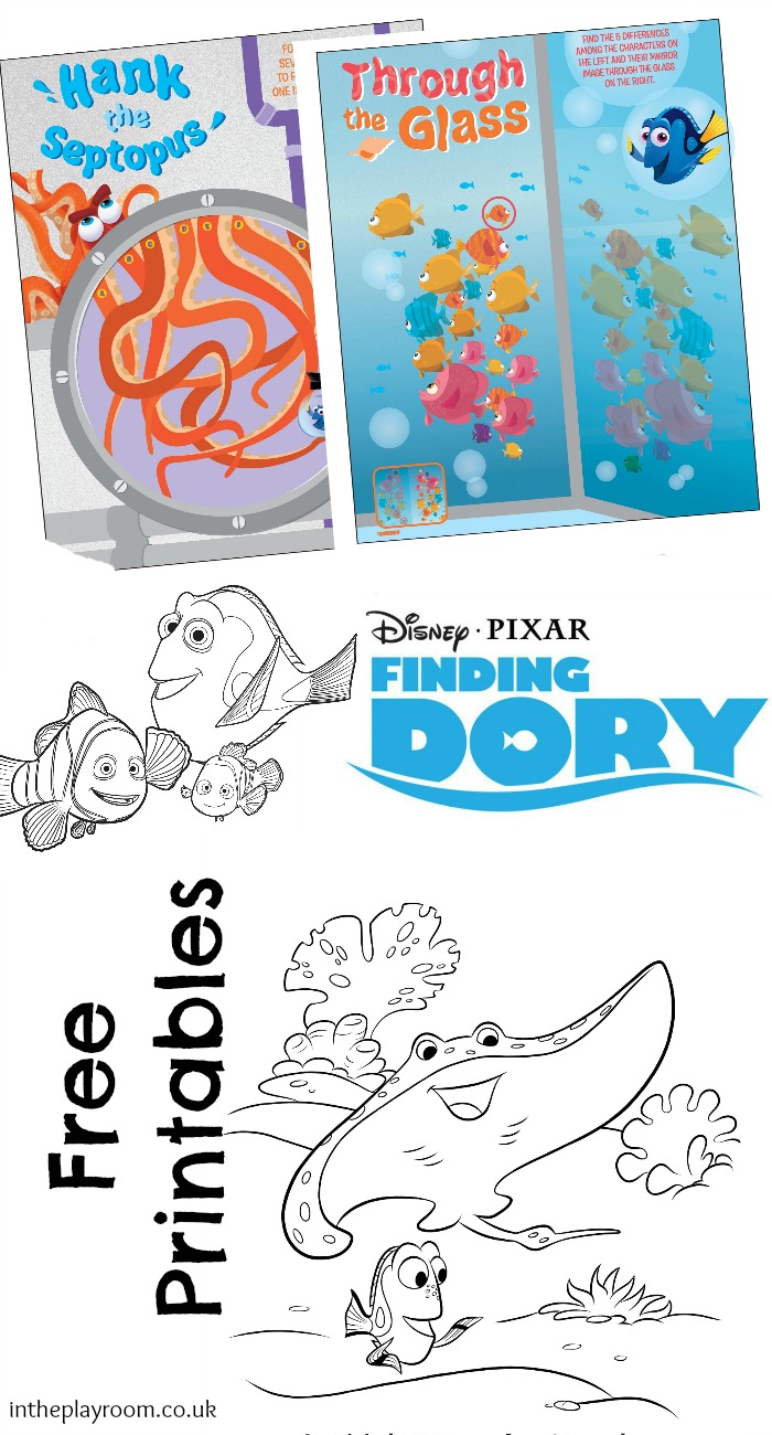 Finding dory louring pages and activity sheet printables