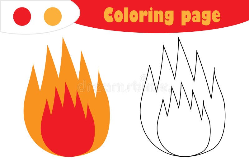 Fire in cartoon style coloring page education paper game for the development of children kids preschool activity printable stock illustration