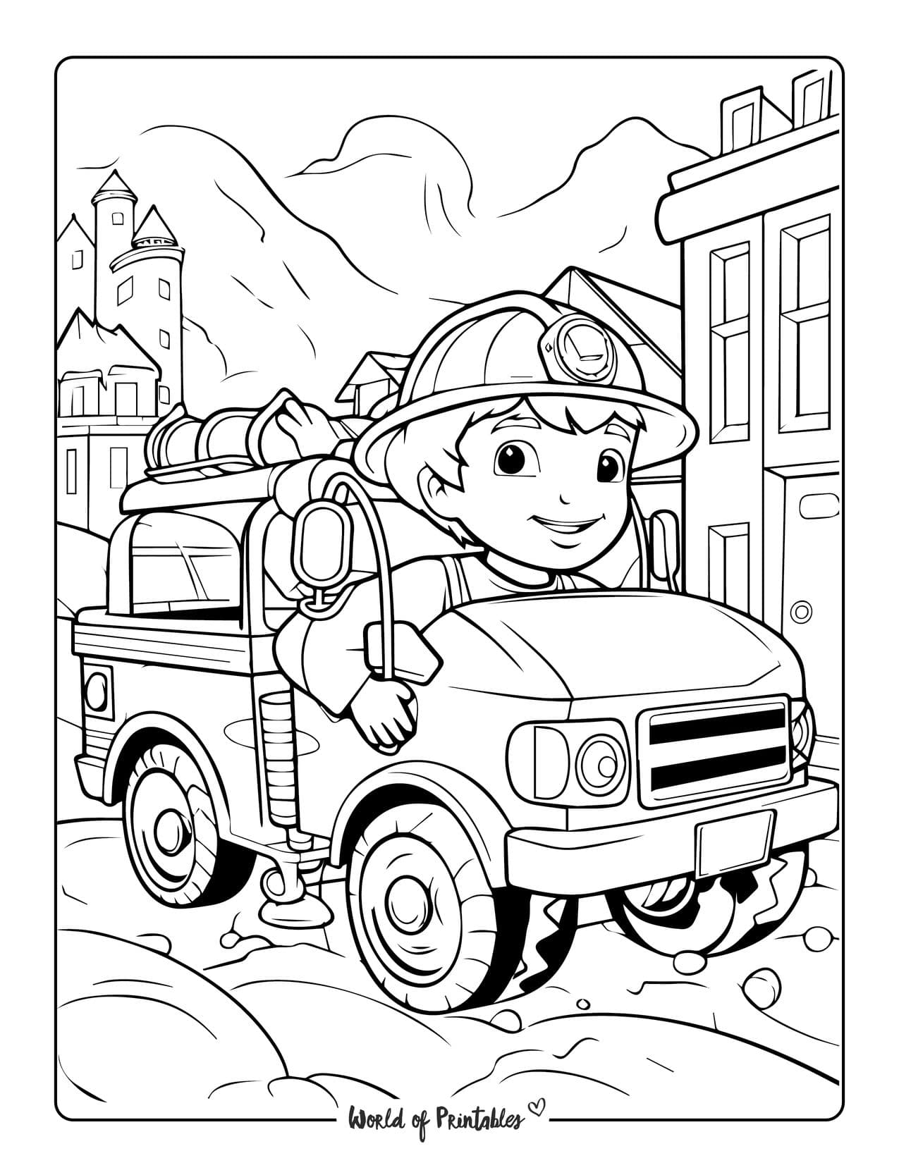 Fire truck coloring pages for kids adults