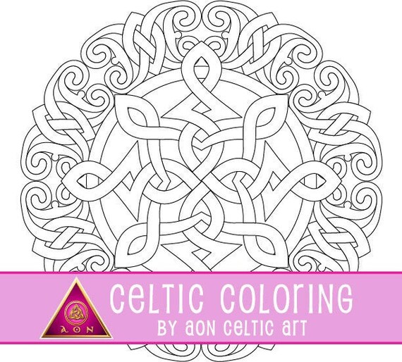 Celtic coloring page star fire irish colouring dragons animals knots spirals fantasy download adult coloring