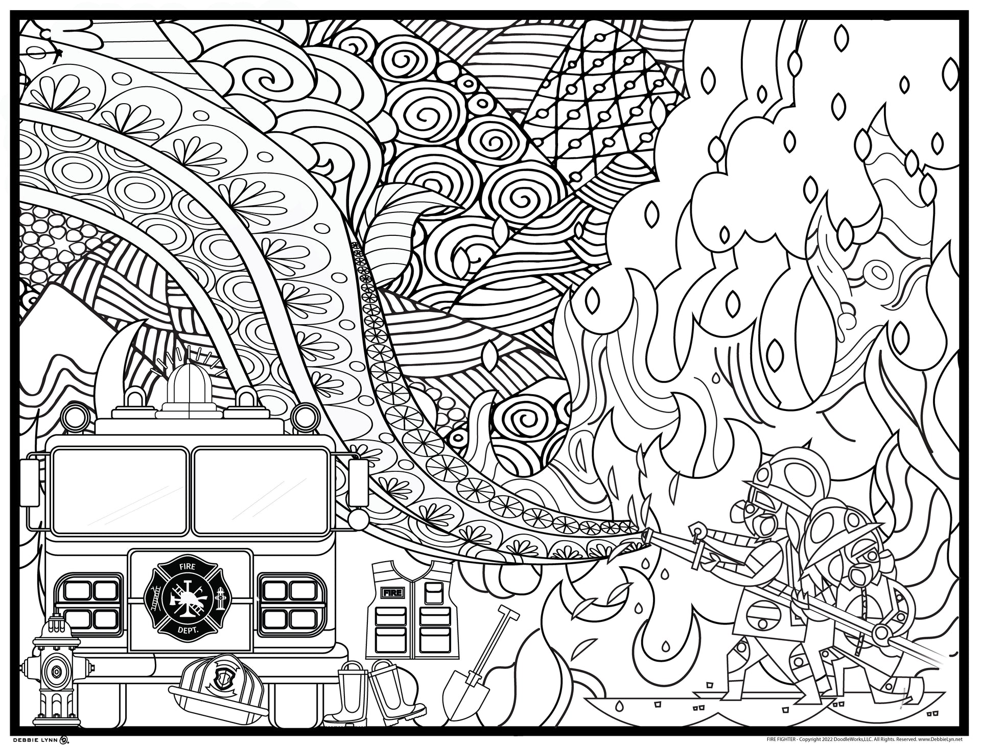 Fire fighter personalized giant coloring poster x â debbie lynn