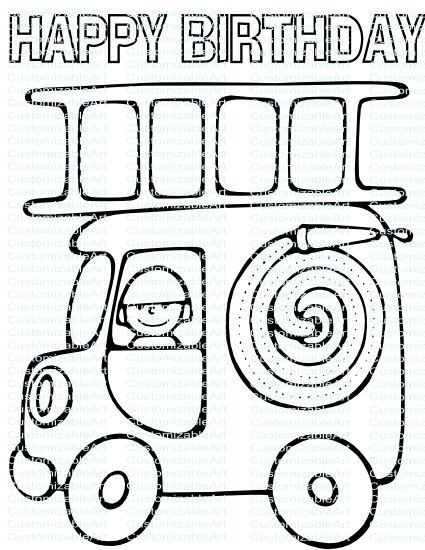 Fire truck party printables fire truck fireman firefighter coloring page fire truck birthday party favor supplies instant download pdf