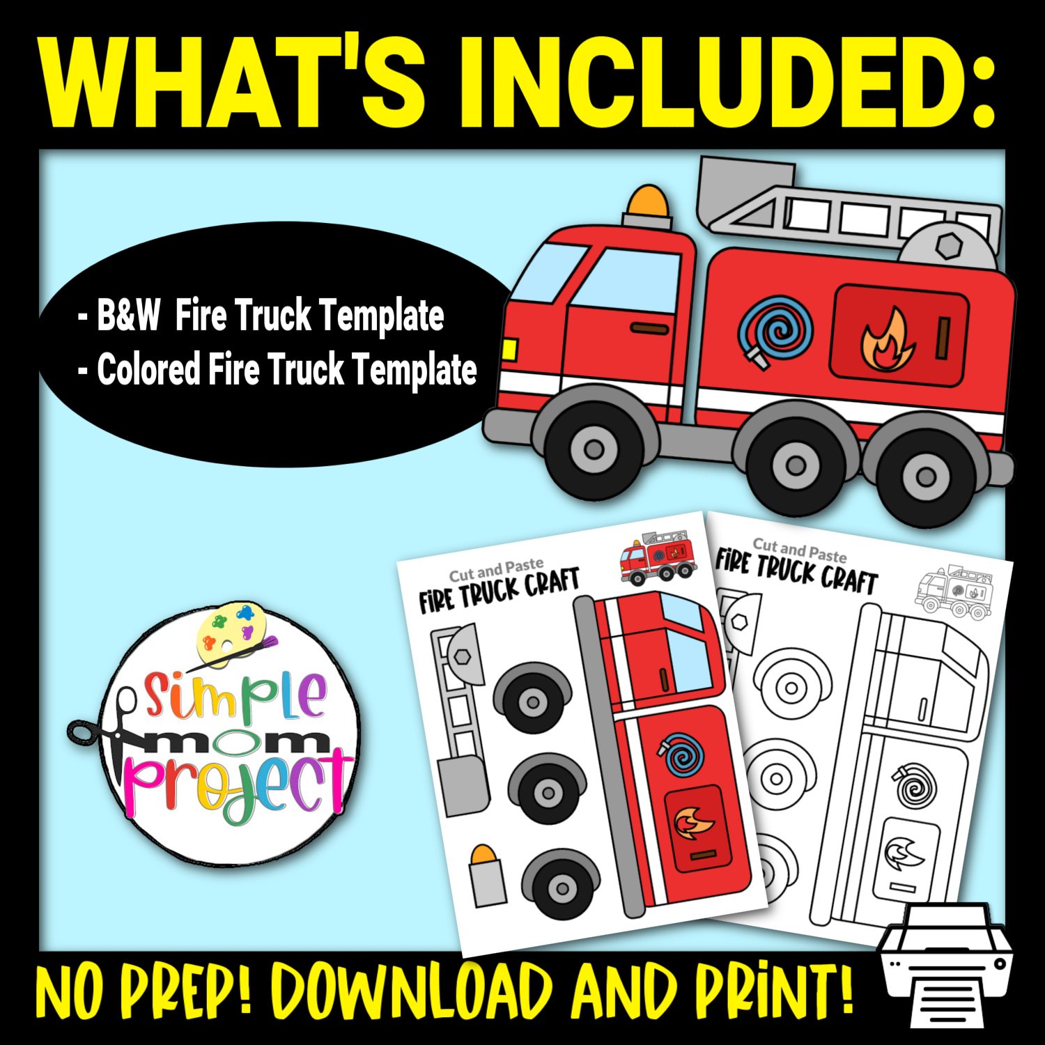 Fire truck cut and paste craft